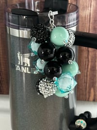 Image 4 of Midnight Glitz Black and Teal Glitz Tumbler Straw Bauble