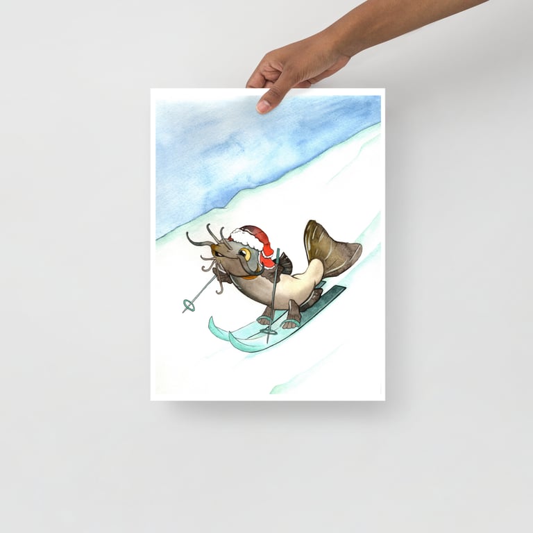 Catfish Skiing (Print) Watercolor