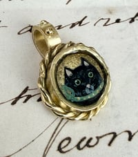 Image 2 of Tiny Lucky Black Cat Pendant 