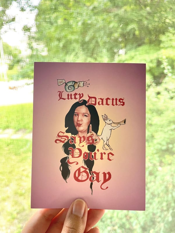 Image of “Lucy Dacus Says You’re Gay” Postcard 