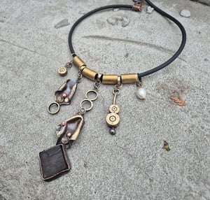 Rauchtopaz and bullet casings necklace 