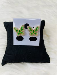 Green Gold Butterflies Earrings