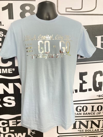 Image of A Capital City GoGo  Baby Blue License Plate Tshirt
