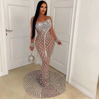 Image 1 of Divine mermaid crystal gown (Nude/Silver)