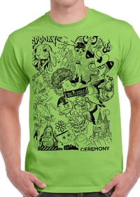 Image 1 of (SLIME GREEN ) SPOOKY CEREMONY x ENCHANTED REALM x ELECTRIC CEREMONY t-shirt