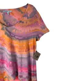 Image 4 of ♻️ UPCYCLED XS Express Ultra Soft Hi-Low Tee in Bright Agate Ice Dye