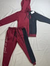 Burgundy and black jogger set