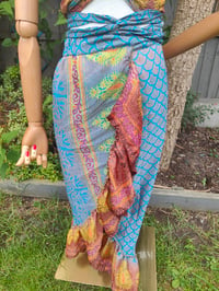 Image 5 of Pasha Co ord set top and frill wrap skirt - turquoise orange