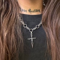 Image 3 of 🖤 ALT GOTH CHAINMAIL HEAVY DUTY BLACK & SILVER CROSS CHAIN 🖤