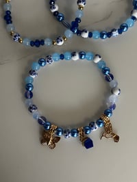 Image 7 of Cherish Blue and White Tumbler Bracelet Stack