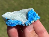 Image 14 of Cyanotrichite On Green Fluorite Matrix Specimen | Guizhou China #2925