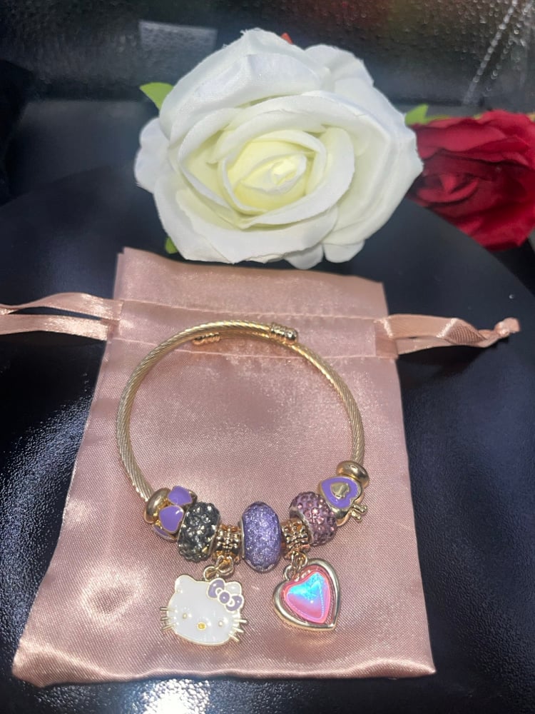 Image of Gold bracelet Hello Kitty Purple