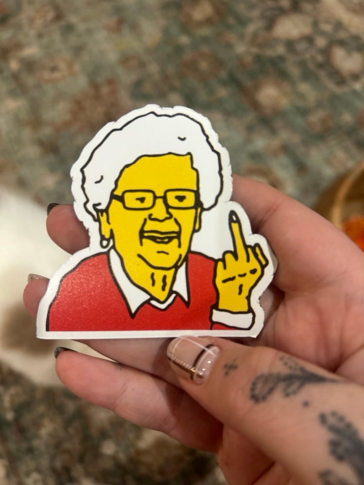 Image of Sassy Grandma Middle Finger Sticker or Magnet