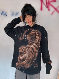 Image 2 of ‘EASY TIGER’ BLEACH PAINTED PULLOVER HOODIE LARGE