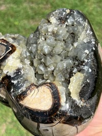 Image 13 of Septarian Nodule Polished Freeform With UV Calcite Inclusions| Madagascar #2893