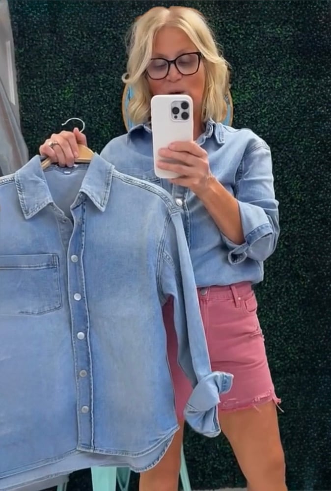 Image of Wild Midwest Denim snap Top 