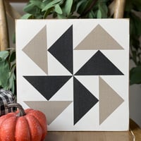 Image 3 of SET of 2 - BLACK & TAN - Autumn Harvest Collection - 11" Wood Barn Quilts