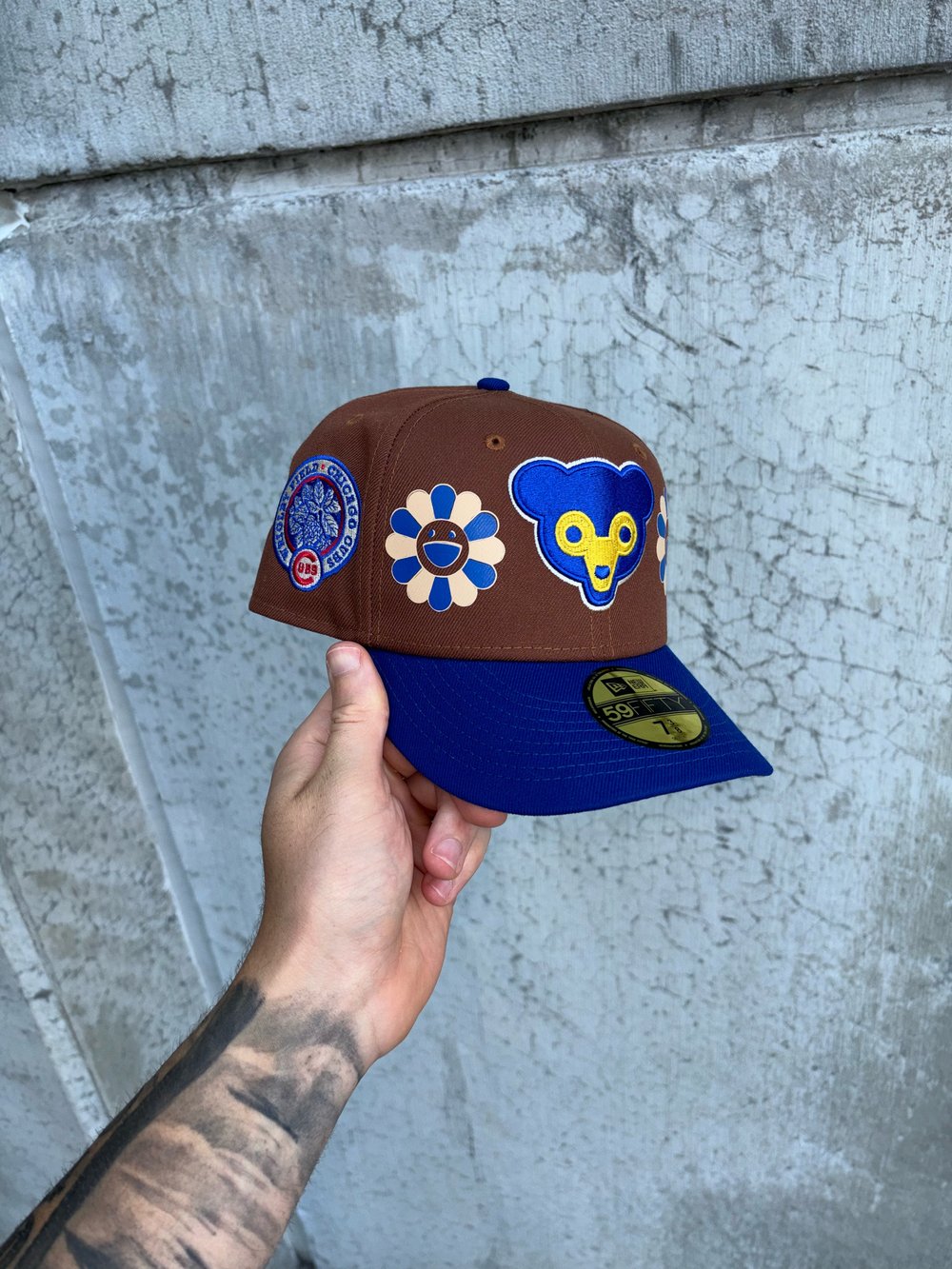 Image of BLUE VISOR MULTI TONE CHICAGO CUBS CUSTOM FITTED CAP