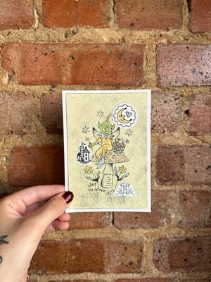 Image of mushroom pixie monoprint