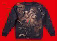 Image 1 of “HAVE A HEART” CUSTOM BLEACH PAINTED PULLOVER SWEATER XL