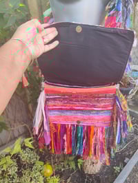 Image 4 of FRILL body cross Sari bag with ruffle -large detachable strap- Hamsa Hand 2