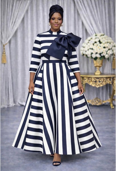 Image of The Regal Strip Bow Dress