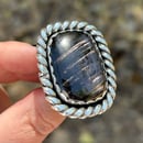 Image 1 of Rectangular Handmade Sterling Silver Hypersthene Ring