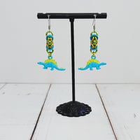 Image 2 of Colorful Stegosaurus Earrings