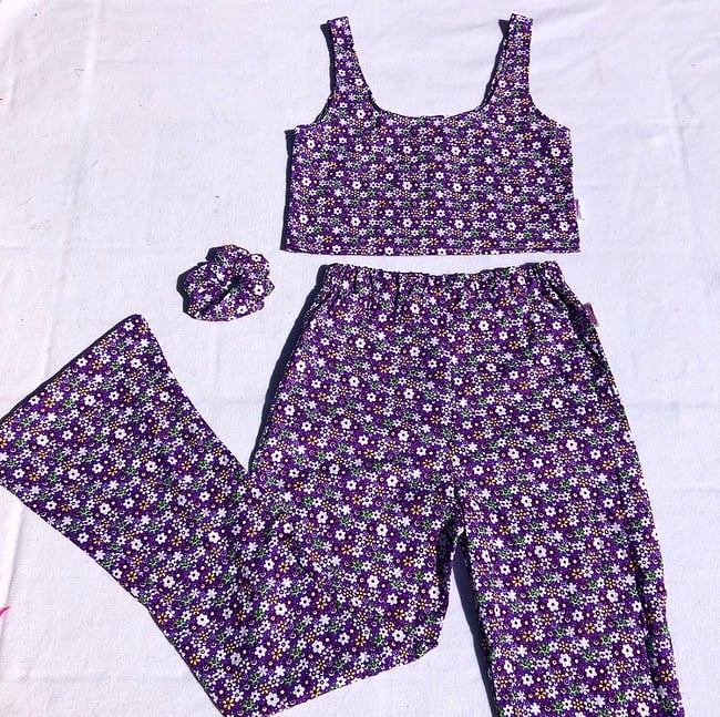 ribbed floral crop top