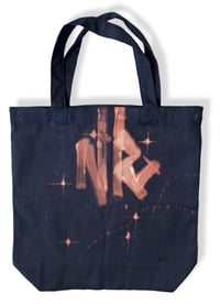 Image 2 of “NR EYE” BLEACH PAINTED BLACK TOTE BAG 13”x14”x7”