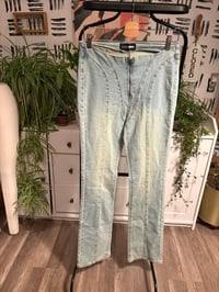 Image 1 of Fashion Nova zipper denim flare 