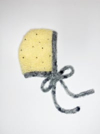 Image 8 of Soriano: Sofie and Iris Butter Yellow and Grey Mohair Beaded Bonnet