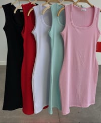 WIDE SHOULDER U-NECK MINI DRESS