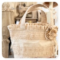 Image 2 of Antique Style Rose and vintage french lace Bucket bag 