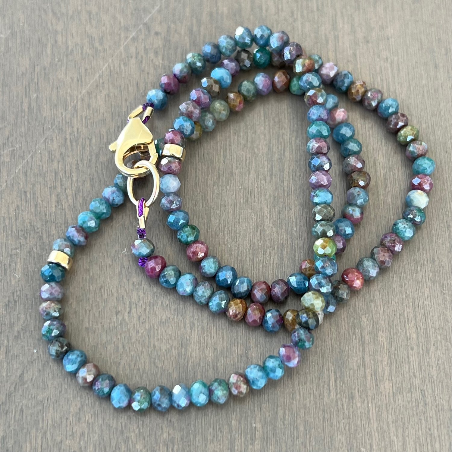 Image of Ruby, Kyanite, & Fuchite Necklace with 14k Gold