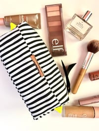 Image 7 of B&W striped boxy makeup bag