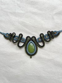 Image 1 of Macrame choker with serpentine stone 