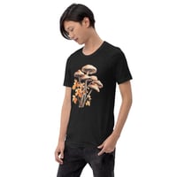 Image 4 of Beautiful Watercolor Tan and Mushrooms and Orange Leaves Unisex t-shirt