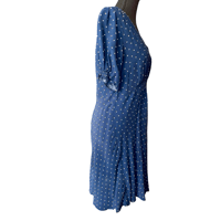 Image 2 of 1930s Inspired Navy Polka Dot V Neck Dress - Size 8 