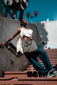 Image 5 of zuberi studios x DTHB utility tote- moss & cream 