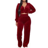 Image 3 of Autumn Velour Hooded Two Piece Sets