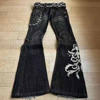 Image 4 of Fmxires New Y2k Retro Flared Jeans Women Harajuku Gothic Embroidery Denim Pants Vintage Punk Baggy S