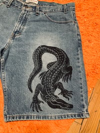 Image 5 of 'CRAWLER' Custom Blockprinted Denim Shorts