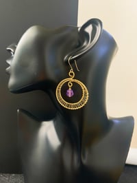 Image 3 of Amethyst Aura Hoop Earrings 14K Gold-Filled Ear Hooks