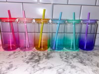 Image 5 of Ombre style jelly cup with matching lid and straw