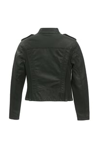 Image 2 of Women’s Faux Leather Moto Jacket with Zip Front & Long Sleeves