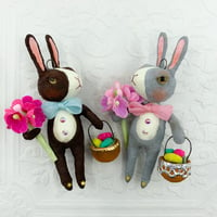 Image 2 of Grey Dutch Rabbit with Basket of Eggs and Florals