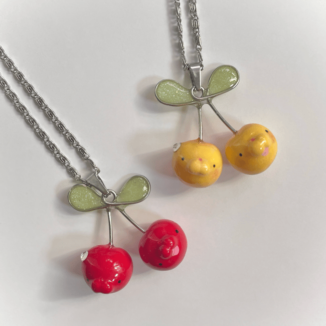 cherry twin necklaces