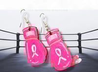 Image 1 of Pink Breast Cancer Boxing Glove Earrings