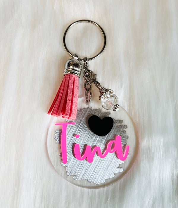 Image of Cute round personalized keychain